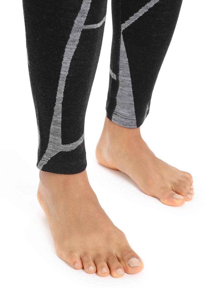 Icebreaker Merino 250 Vertex Thermal Leggings Fractured Landscapes Naisten Base Layers Mustat | FI 1879RVDW